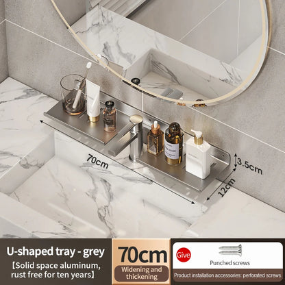 Badezimmerregal, Badezimmerregal, Toilettenlagerregal, Toilette, Küchenraum, Aluminium, zum Aufhängen an der Wand, stanzfreies Regal