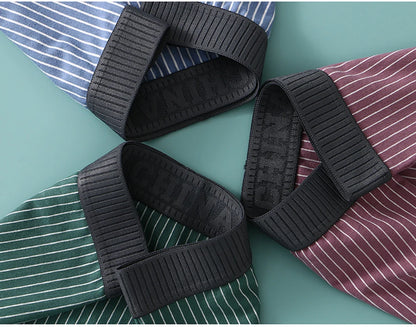 3PCS/Pack 100% Cotton Soft Panties Woman Trendy Striped Female Underwear Summer Breathable High Elastic Mid-rise Waist Boyshort.