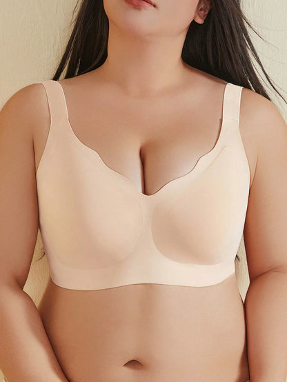 Fashionable plus size lingerie for women thin comfortable breathable seamless no steel ring bra gathered anti sagging sleep bra.