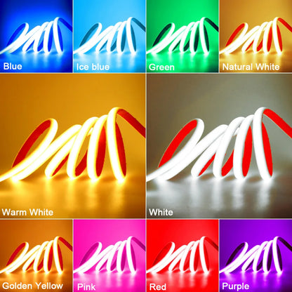 IP68 Waterproof COB LED Neon Strip Light 5m 10m 15m 20m 0.5m 12V 24V 320LED Flexible Tape Silicone Tube Lamp Liner Lighting RA90.