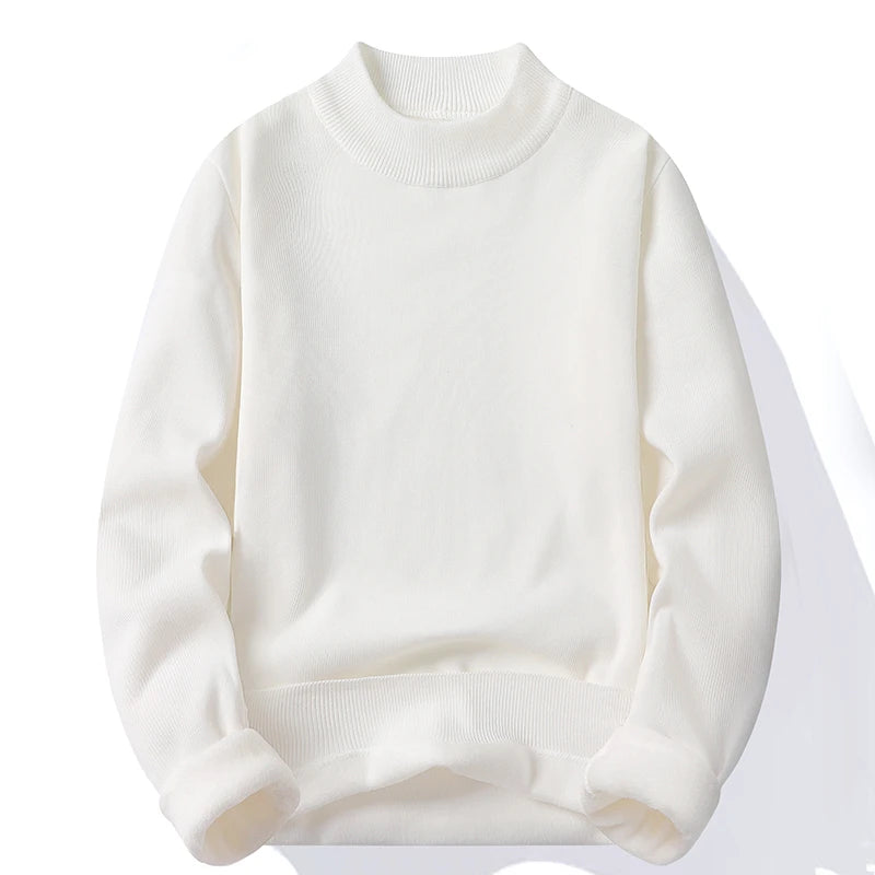 Knitwear Sweater New Autumn/Winter Mock Neck Sweatshirts Solid Color Pullovers Man Brand Casual Mens Clothing.