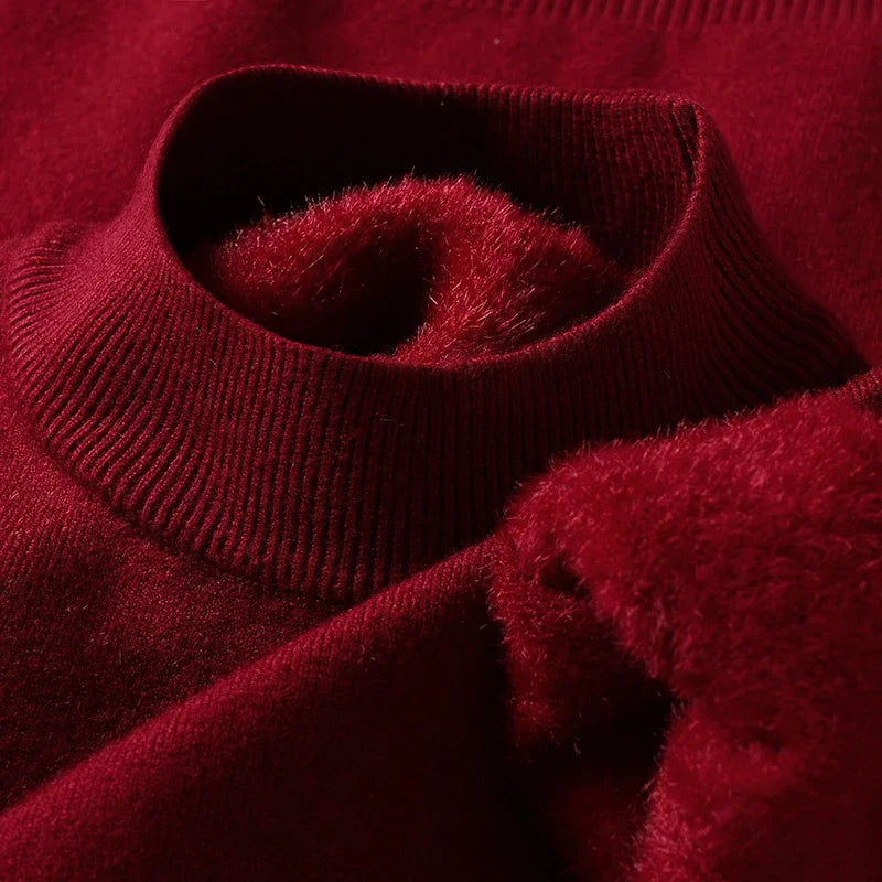 Knitwear Sweater New Autumn/Winter Mock Neck Sweatshirts Solid Color Pullovers Man Brand Casual Mens Clothing