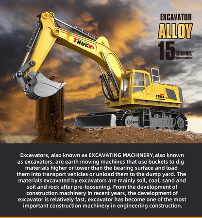Alloy Rc Excavator Truck Toy Kids Remote Control Engineering Trucks Electric Vehicle Machine Games for Kids Boys Birthday Gifts.