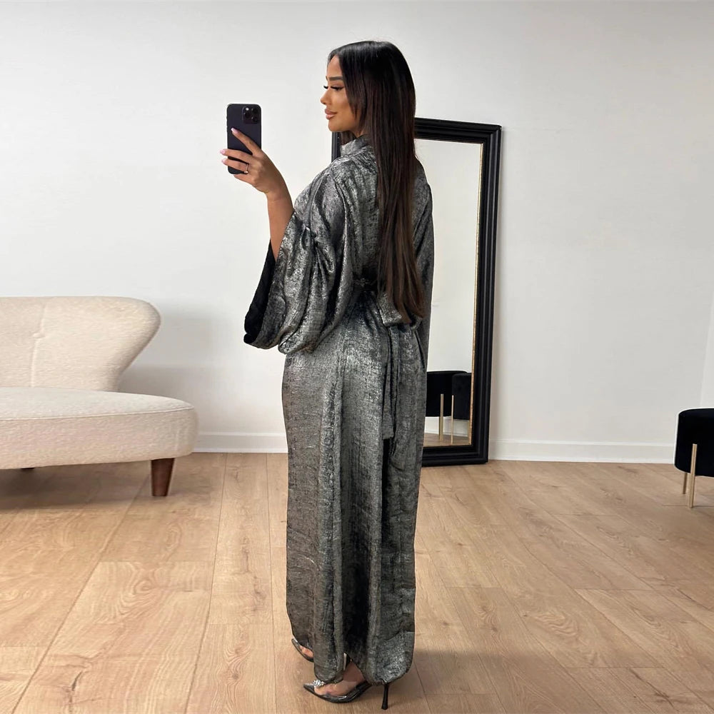 Shiny Satin Abaya Dubai Luxury 2025 Muslim Islam Abayas For Women Kaftan Dress Kebaya Caftan Marocain Femme Vestidos Musulmanes.