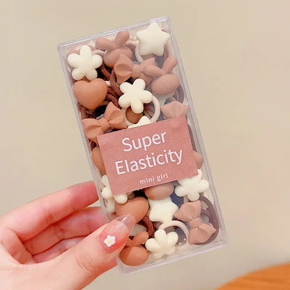 Coffee Color Children's Cute Cartoon Hair Rope Baby Thumb Loop Does Not Hurt Rubber Band Headwear Baby Tie Head  Small Pull.