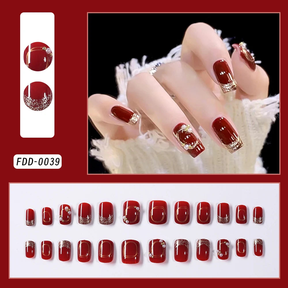 24Pcs White French Press On Nails 3D Bow Design Full Cover Wearable False Nails Short Square Head Ballet Fake Nails For Women.
