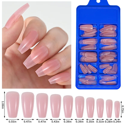 Diamond White Tips For Nails Extension 100pcs Long Fake Ballerina Gel Nail Art Nude White Pink Press On Nails Long Coffin 0.75in.