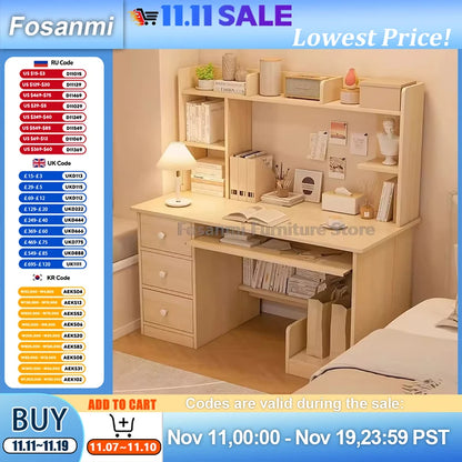 All-in-One-Computertisch mit Schubladen und Regal, moderner Bürotisch, Heim-Gaming-Schreibtisch für Schlafzimmer, PC-Gamer-Schreibtische