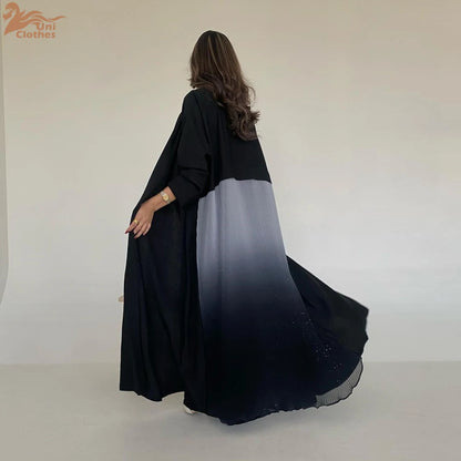 Ramadan Open Chiffon Kimono Abaya Kaftans Turkey Islam Muslim Dress Prayer Clothes Women Djellaba Kebaya Robe Femme Musulmane.