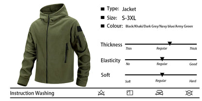 Men's Polar Fleece Zipper Hooded Jacket Autumn Winter Thermal Warm Work Coats Full-Zip Up Windproof Outdoor Hoodie Sweatshirt.