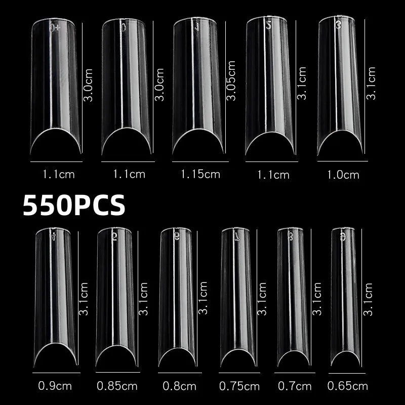 600Pcs Extra Long Hawk Curved Nail Tips Half Cover Eagle Claw Curve False Nails Extension 10 Sizes Bag Packaging for Art Salon *.