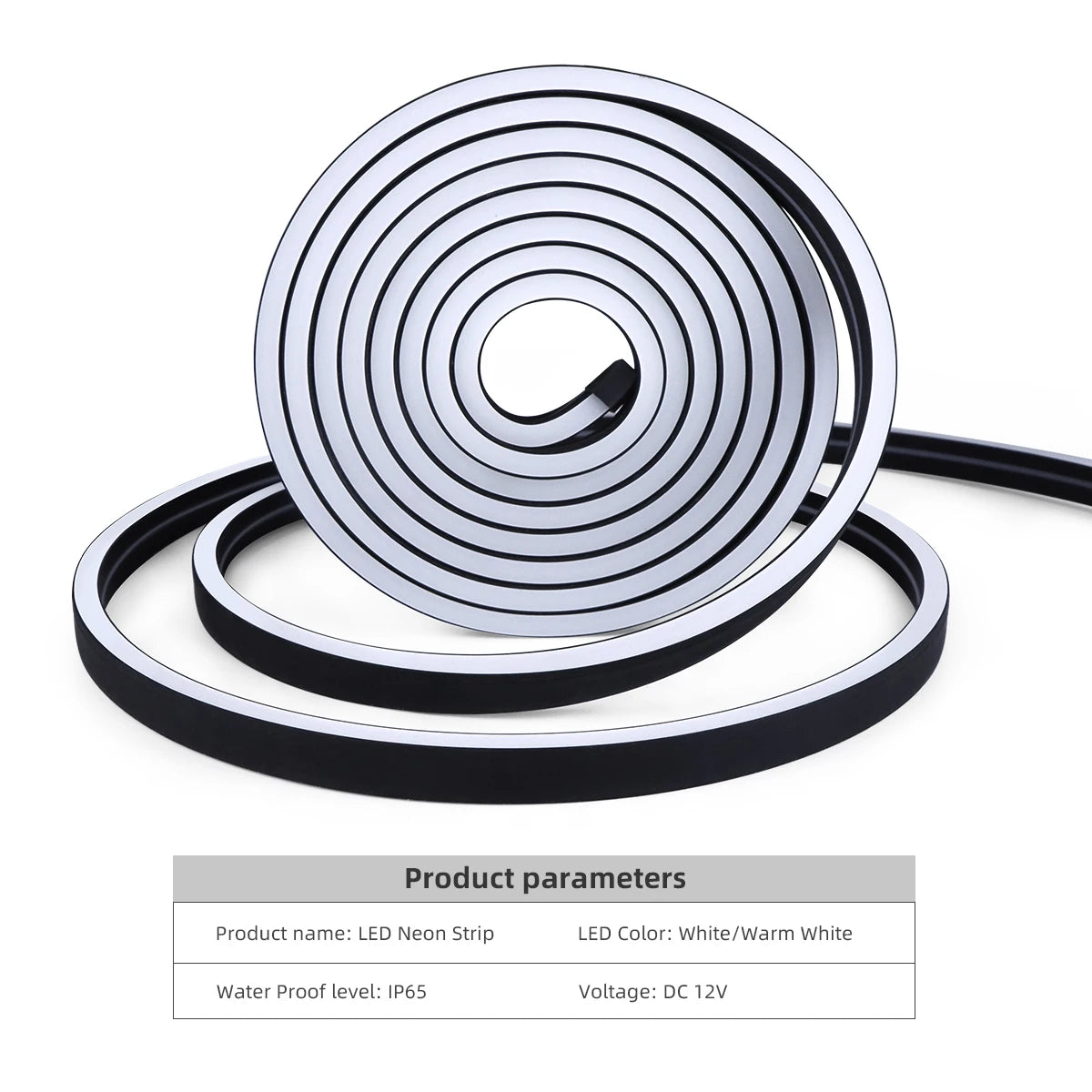 Waterproof COB LED Strip Lights 24V Flexible Neon Light Black Silicone Tube Linear Dimmable Lighting with Touch Sensor Switch.