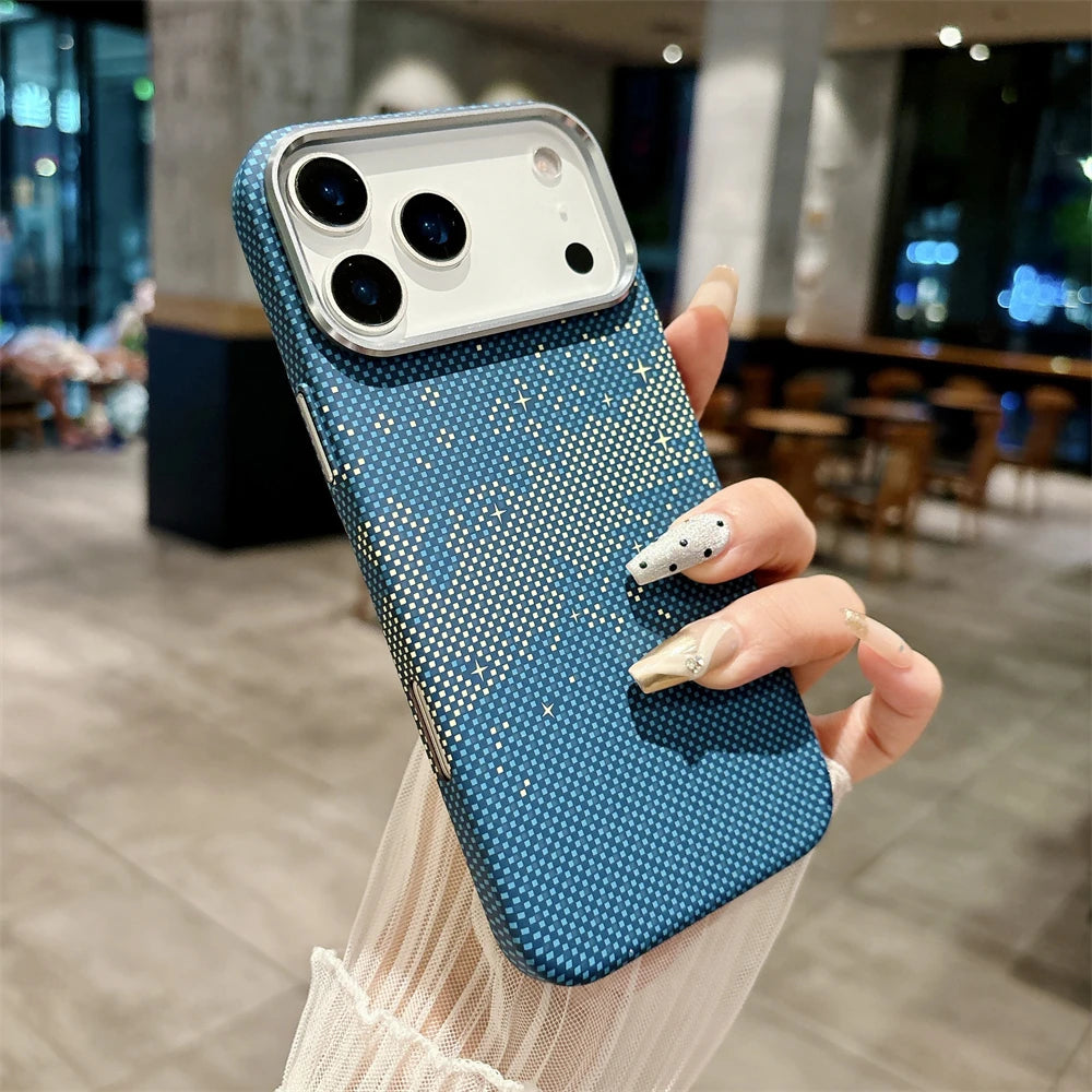 Luxury Kelvar Carbon Fiber Phone Case for iPhone 17 Air 17 Pro Max Magnetic Wireless Charging Ultra Thin Hard Colorful Cover.