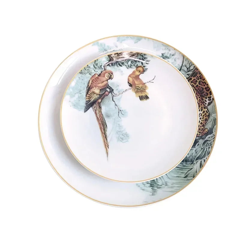 European ceramic western dinner plate, jungle set, steak plate, Coffee cup, afternoon , personalized gift set.