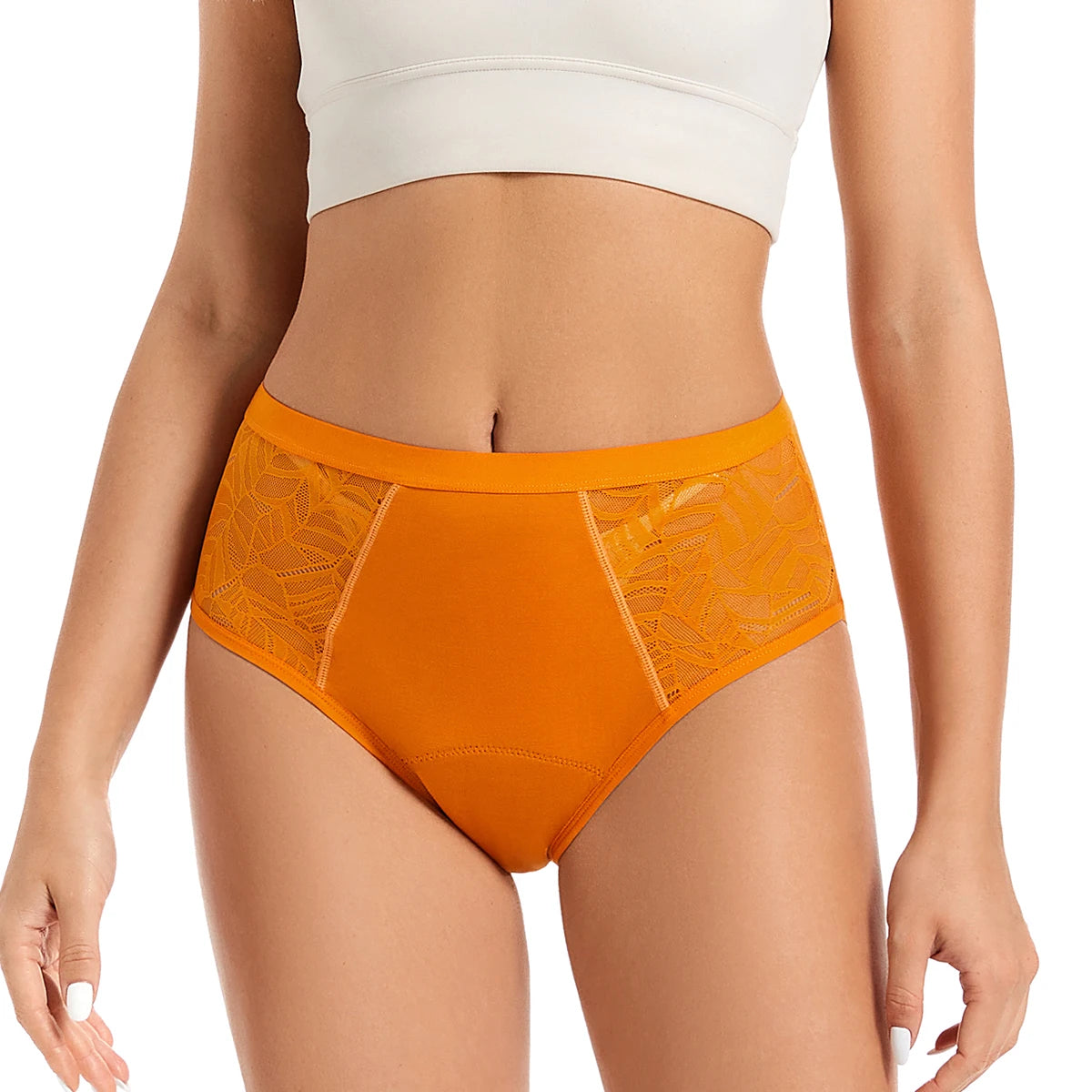 Moonful Women's Menstrual Panties High Waist Leak Proof 4 Layer Breathable Lace Period Underwear Girls Absorbent Brief.