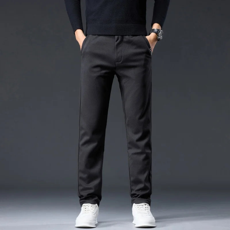 Male Brand Jeans Clothing Light Luxury Stretch Looes Fit Pants Comfortable Soft Business Fashion Straight Casual Denim Trousers