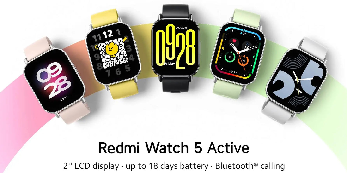 Xiaomi Redmi Watch 5 Active Smart Watch, Bluetooth Call, 2" LCD Display, All Day Heart Rate Blood Oxygen Monitoring Smartwatch.