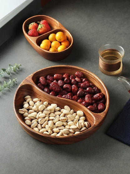Solid Wood Tray Acacia Wood Premium Kung Fu Tea Small Tray Fruit Snacks Nuts Dessert Plate Desktop Storage Tableware.