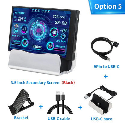 3.5 Inch IPS TYPE-C Secondary Screen DIY Computer Monitor USB-TYPEC Secondary Screen for Windows Built-in Software