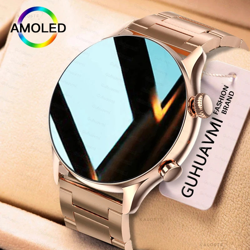 2025 New Smartwatch Women AMOLED HD Screen Always On Display Bluetooth Call IP68 Waterproof GPS Smart Men Watch For Android ios.