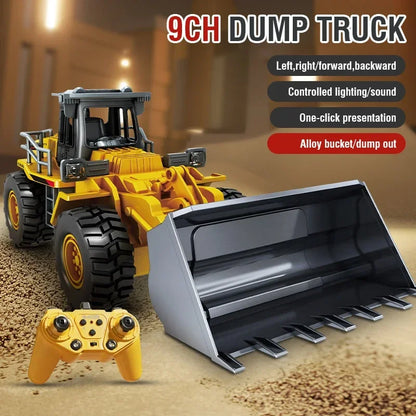 9Ch Rc Car 2.4G Remote Controlled Multi-Functional Dump Truck Bulldozer Excavator Engineering Vehicle Kids Toys for Boys Gifts.