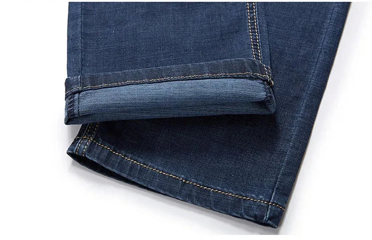 Übergroße Jeans für Herren 10XL (50 Zoll) – Stretchhose mit geradem Bein in Übergröße, Blau, große und große Streetwear, klassisches 5-Taschen-Design.
