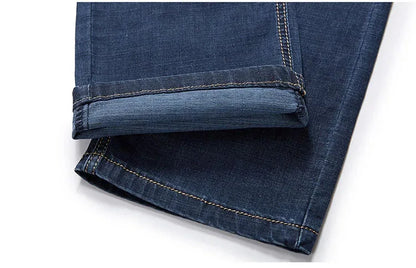 Übergroße Jeans für Herren 10XL (50 Zoll) – Stretchhose mit geradem Bein in Übergröße, Blau, große und große Streetwear, klassisches 5-Taschen-Design.
