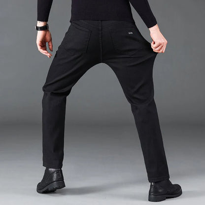 2024 Fashion Men Stretch Loose Straight Jeans Casual Elastic Slim Fit Denim Pants Male Brand Business Trousers Large size 38 40