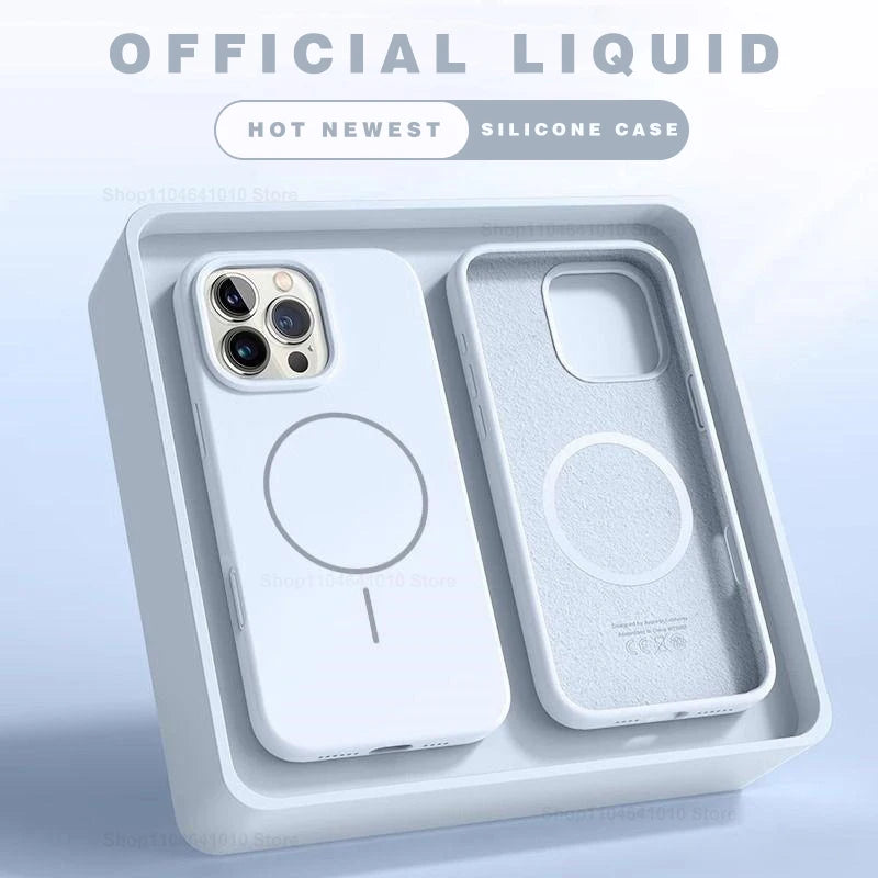 Magnetic Phone Case For iPhone 15 14 16 Plus 11 12 13 17 Pro Max Shockproof Silicone Cover Magsafe Wireless Charge Phone Cases.