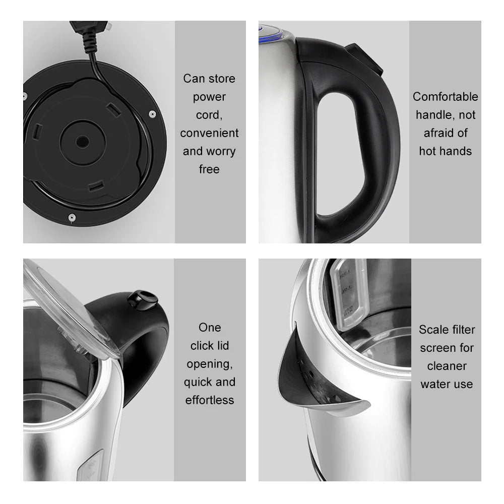 1850-2200W Electric Kettle 1.7L Electric Water Boiler Stainless Steel Electric Boiler Home Kettle Auto-off overheat protection.