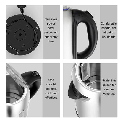 1850-2200W Electric Kettle 1.7L Electric Water Boiler Stainless Steel Electric Boiler Home Kettle Auto-off overheat protection.