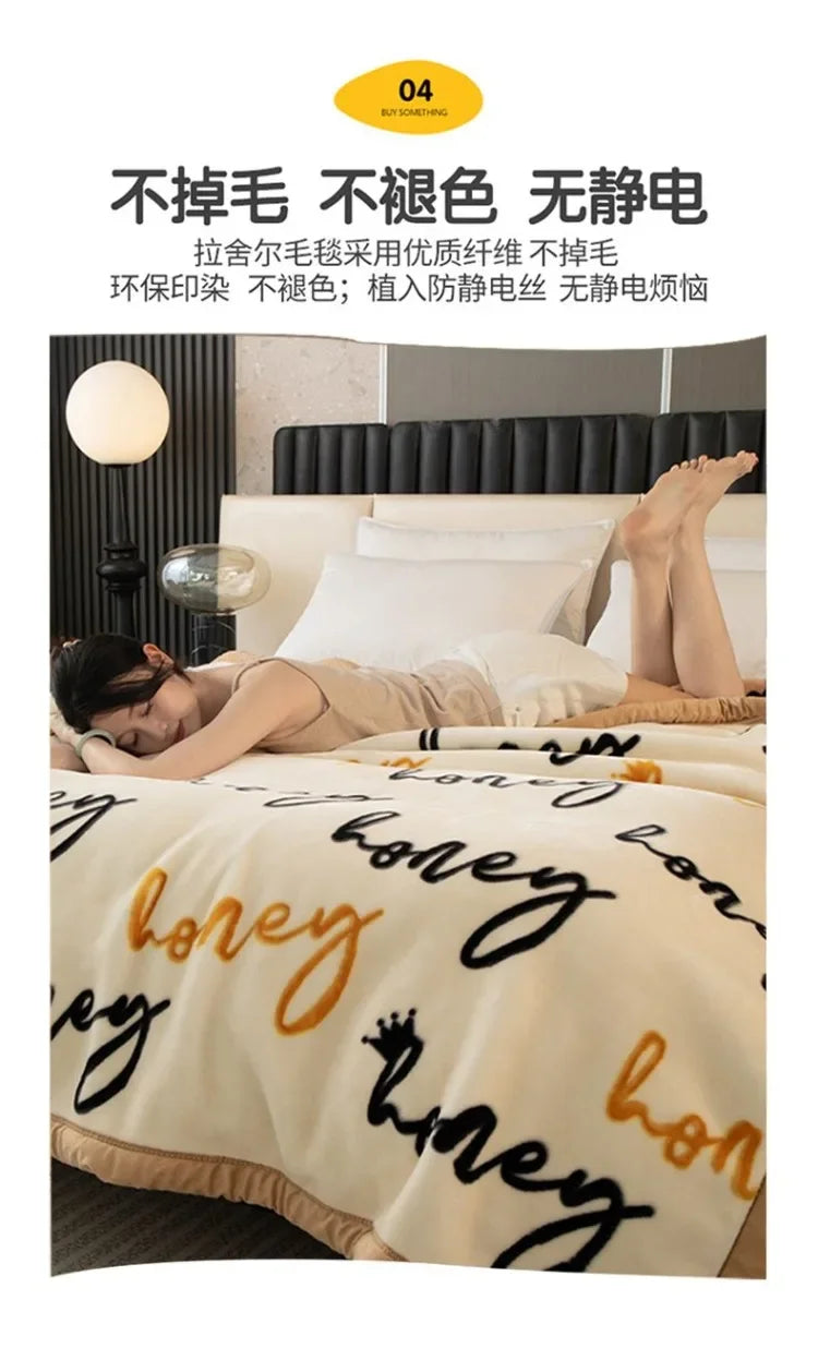 Double-deck Thickening Blanket Winter Dormitory Siesta Plush Fur Quilt Keep Warm Soft Comfortable Coral Fleece Sheet Bed Cover.