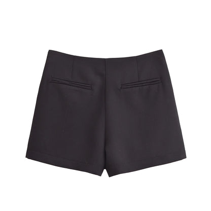 TRAF Shorts for Women Fashion Autumn Winter New Comfortable Casual Solid Color Side Zip Middle-waisted A-line Culotte Skirt Pant.