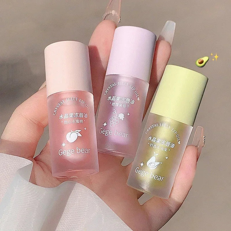 Crystal Jelly Lip Oil Hydrating Plumping Lip Coat Lipstick Moisturizing Mirror Lip Gloss Clear Lip Plumper Cosmetics Makeup.