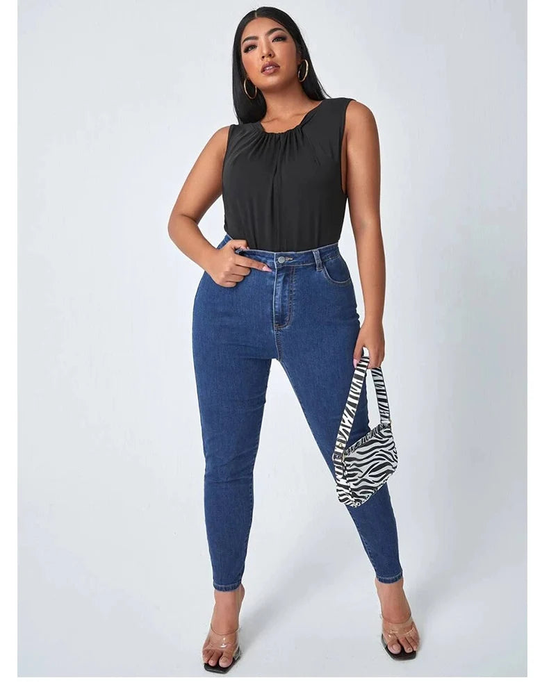 Plus Size Skinny Jeans for Women Full Length High Waist Women Jeans Stretchy Pencil Curve Women Jeans 200kgs Mom Jeans for Women.