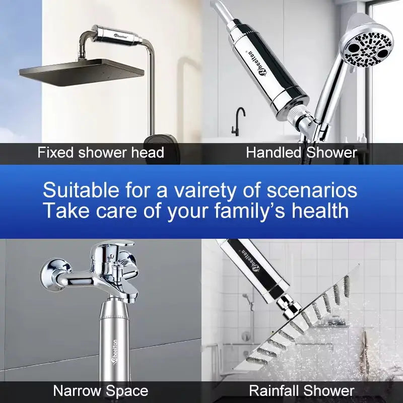 Wheelton SPA Bathing Remove Chlorine Water Filter Purifier Shower Filtration Soft Water Attach Extra 3 Cartridges.