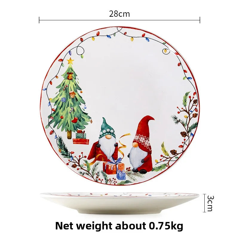 Goblin Series Ceramic Plate Large Dinner Plate Rectangle Tray Christmas Tableware Underglaze.