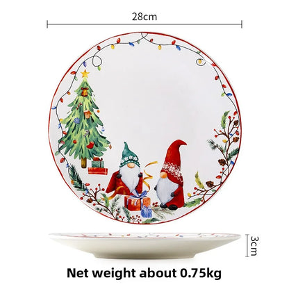 Goblin Series Ceramic Plate Large Dinner Plate Rectangle Tray Christmas Tableware Underglaze.