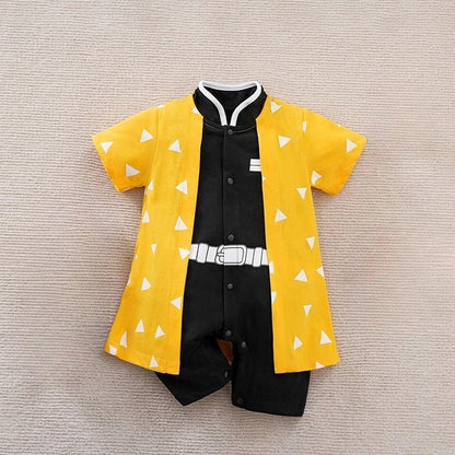 Baby-Sommerkleidung, kurzärmelig, für Jungen und Mädchen, Baumwolle, zum Tragen im Cartoon-Stil, bequem und atmungsaktiv.