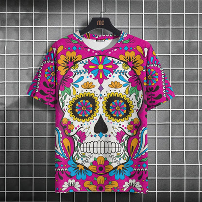 Mexican Skull Day of The Dead Graphic T Shirt for Men Womens Graffiti Clothing Horror Goth T-shirts Fashion Streetwear Tops Tees.