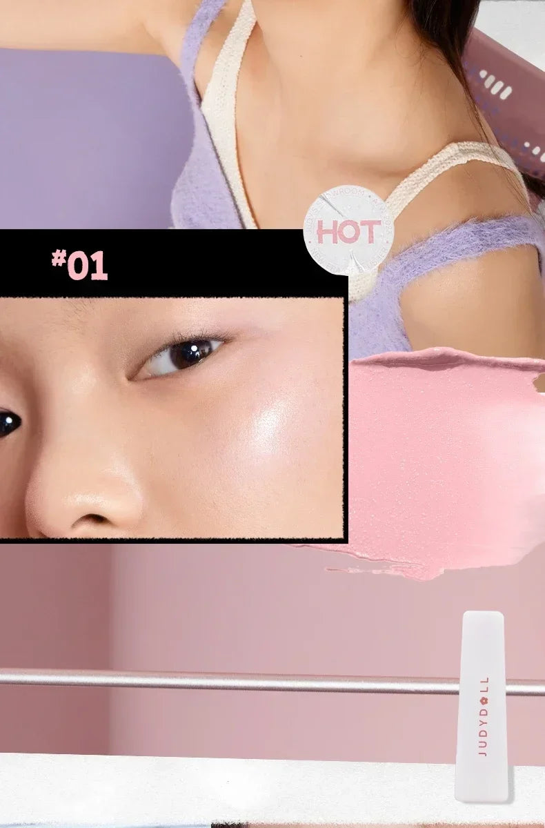 Judydoll Monochrome Blush Portable Silky Cream Multipurpose Blusher Eyeshadow Nude Natural Brighten Skin Tone Makeup Cosmetics.