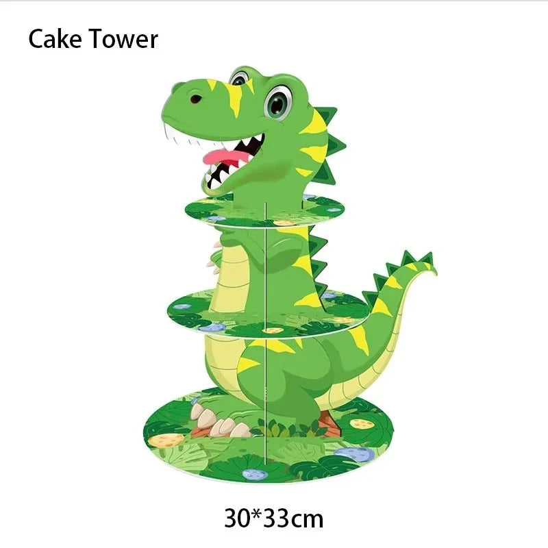 Dinosaurier Dekoration Party Supplies Glas Maske Kuchen Topper Banner PVC Stroh Papa Kreis Geschenktüten Dinosaurier Tier Gefälligkeiten Liefert