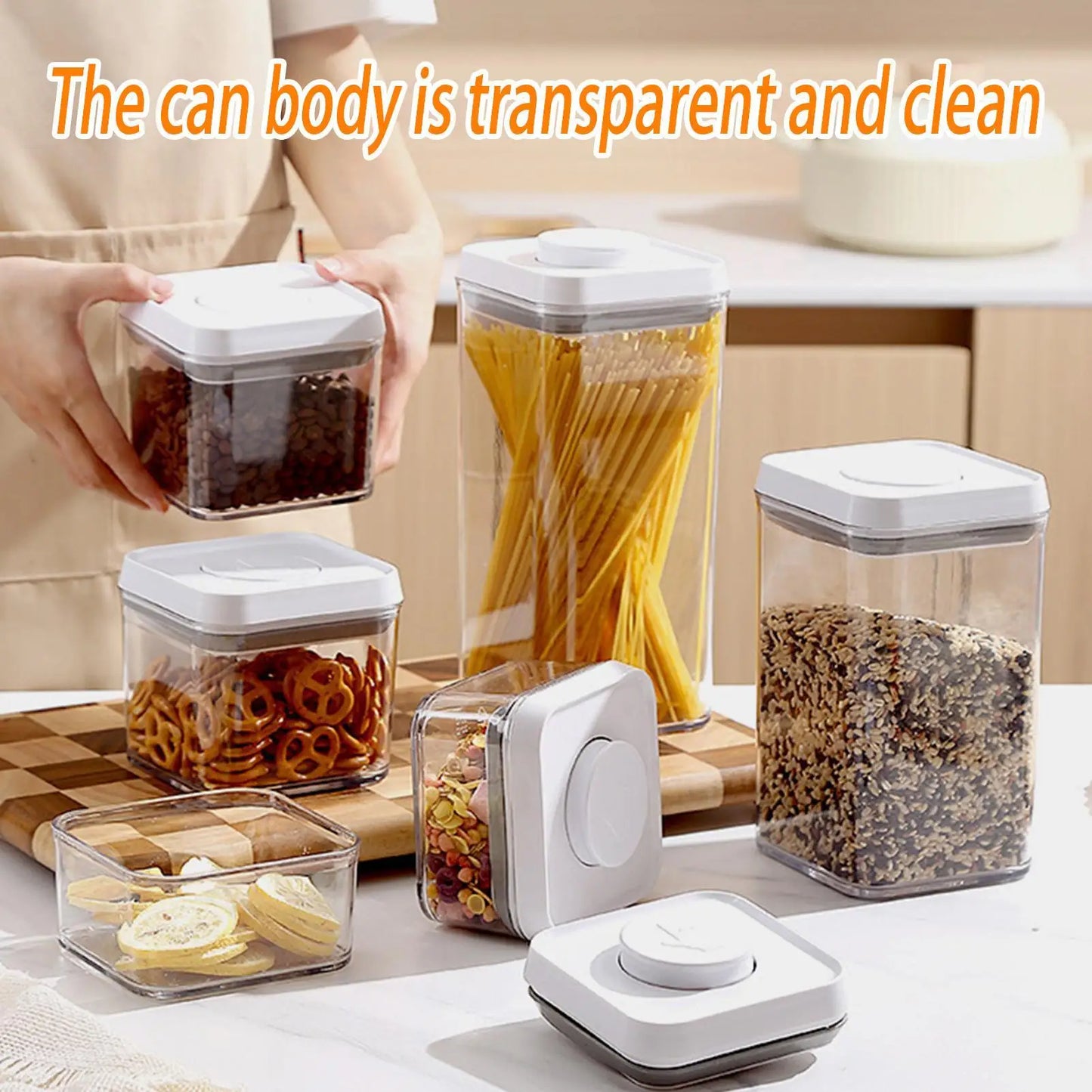 Cereal Container Kitchen Airtight Jars Clear Stackable Sealed Jar for Rice Pet Food Home Bakers Pantry Organizers Dried Fruits.