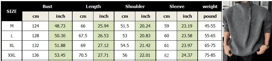 Vintage Trend Casual Autumn Winter New Men Turtleneck Solid Button Fashion Luxury Business Long Sleeve Pullovers Knitted Tops.