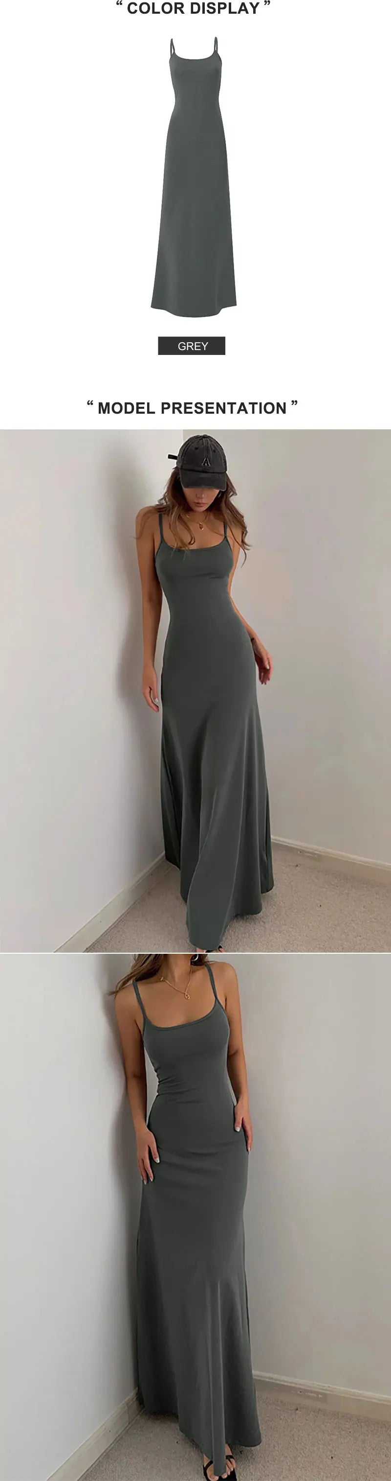 2024 sommer frauen Neue Mode Einfache Temperament Hosenträger Lange Backless Schlank Taille Sexy Süße Und Würzige Casual Kleider.