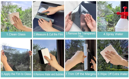 Haus Anti-Look Fenster Privatsphäre Film Kleber Vinyl Spiegel folie Einweg Auto Glas Bildschirm Tönung Aufkleber Rollen UV-Schutz Werkzeuge