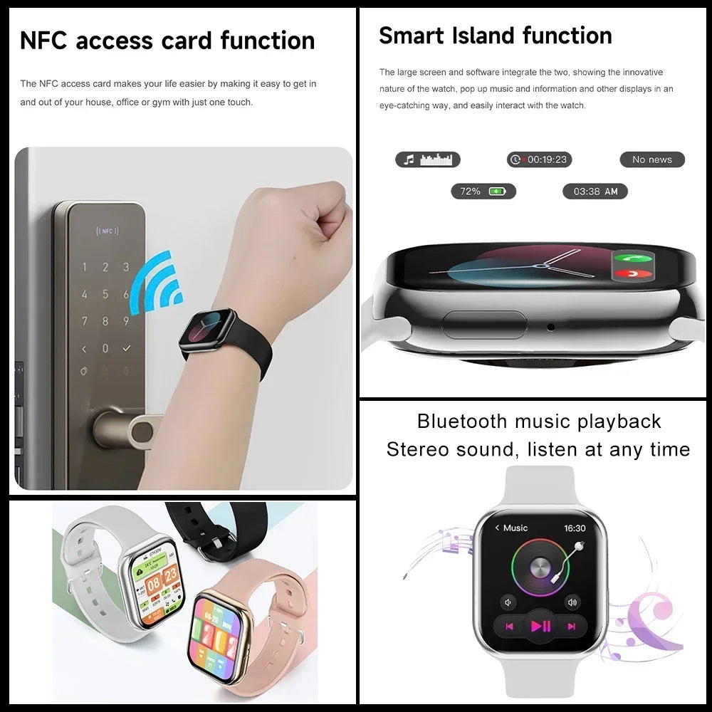 2025 New Original For Apple Watch Series 10 Women SmartWatch GPS Track Bluetooth Call NFC IP68 Waterproof Compass Men SmartWatch.