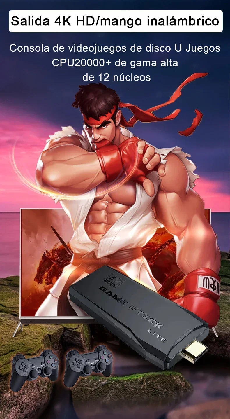 Retro Video Game Console Stick M8 Wireless Controller 4K 20000 Emulators 9 Built-in Games PS1 Compatible Gift for Kids.