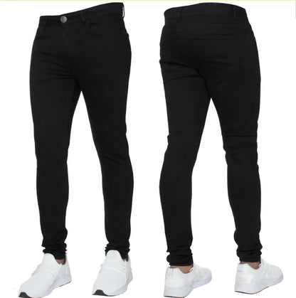 Business Men's Casual Jeans Stretch Denim Trousers Spring Autumn Classic Black Sky Blue Grey Straight Work Fashion Brand Clothin