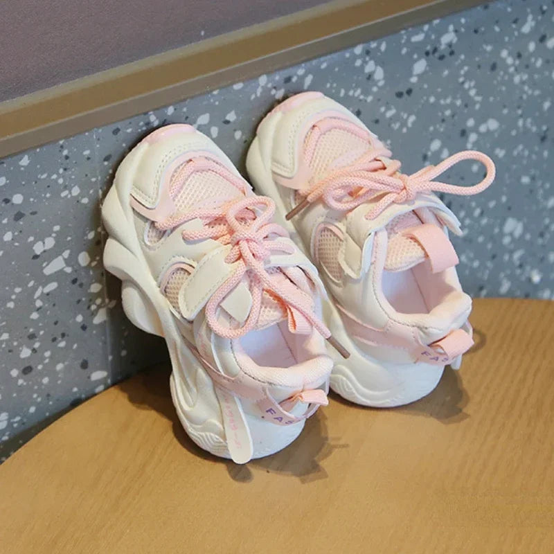 Girl Child Sport Shoe 2024 Spring Mesh Breathable Toddlers School Running Sneakers Fashion Non-slip Kids Boys Basketball Shoes.